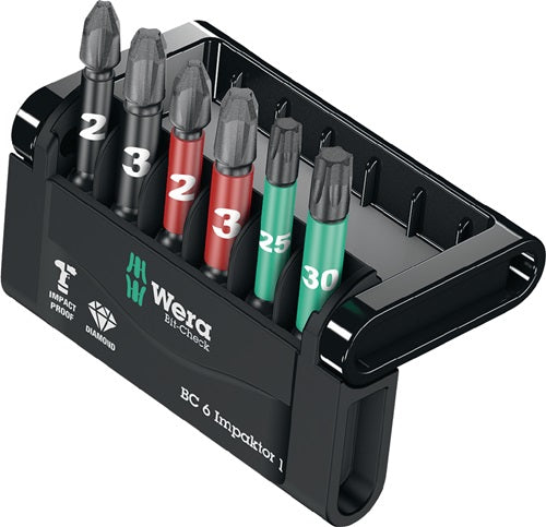 Bitsortiment Bit-Check 6 Impaktor 1 6-teilig PH/PZD/T WERA
