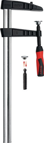 Temperguss-Schraubknecht TGK-2K Spannweiße 600 mm Ausladung 120 mm 2-Komponentengriff 35 x 11 mm BESSEY