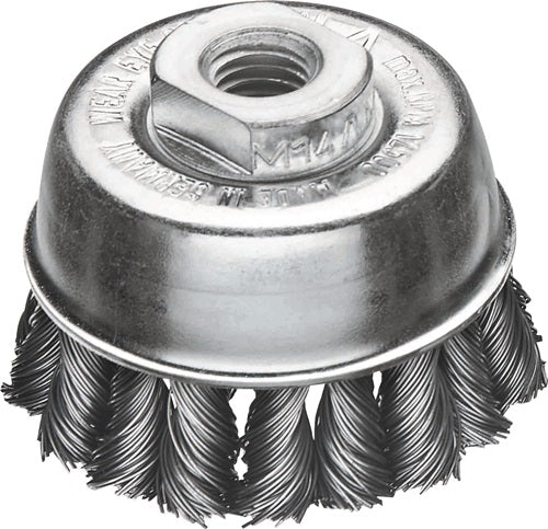Topfbürste Ø 65 mm M14 Drahtstärke 05 mm Stahl Wechselzopf 12500 min-¹ LESSMANN