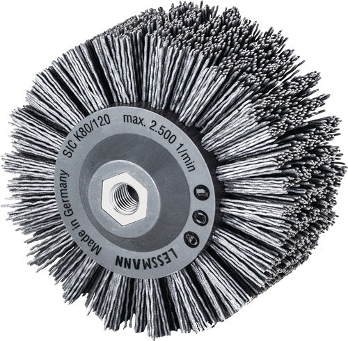 Rundbürste Ø 140 mm M14 SiC Schleifborsten Körnung 80 60 mm 2500 min-¹ LESSMANN