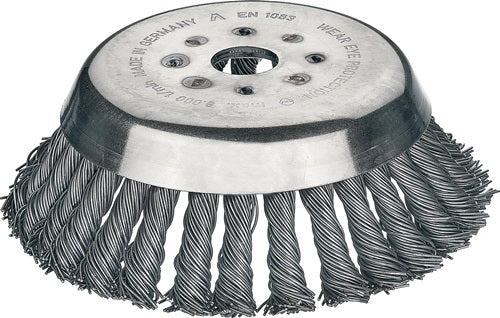Kegelbürste Ø 180 mm Drahtstärke 05 mm Stahl 14 mm Bohrung 254 mm 8000 min-¹ LESSMANN