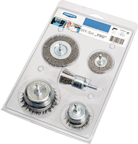 Bürstensortiment Aufnahme 6 mm Drahtstärke 03 mm Stahl 4500 min-¹ 5-teilig OSBORN