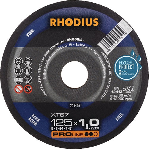 Trennscheibe XT67 D125x1mm gerade Stahl Bohrung 2223 mm RHODIUS - VPE: 50