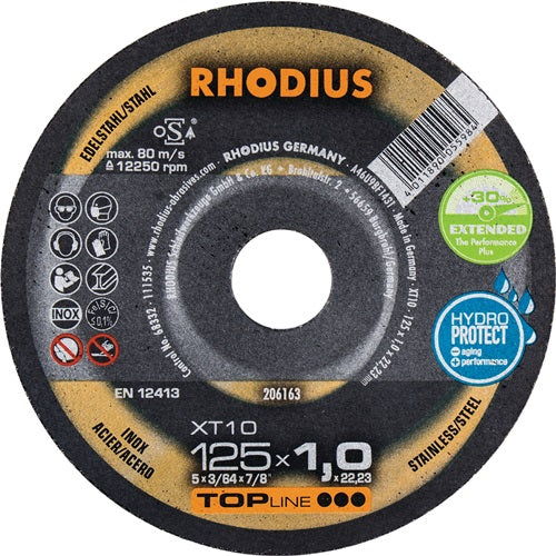 Trennscheibe XT10 D125x15mm gerade INOX Bohrung 2223 mm RHODIUS - VPE: 50