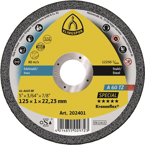 Trennscheibe A 60 TZ Special D115x1mm gerade INOX Bohrung 2223 mm KLINGSPOR - VPE: 25