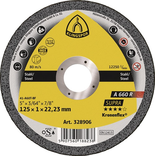 Trennscheibe A 660 R Supra D115x1mm gerade INOX Bohrung 2223 mm KLINGSPOR - VPE: 25