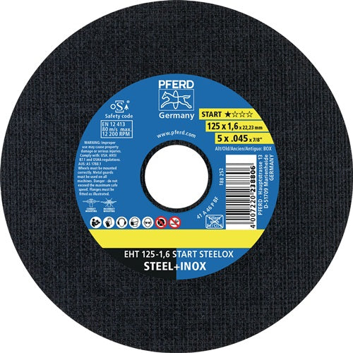 Trennscheibe START STEELOX D125x16mm gerade INOX Bohrung 2223 mm Box á 25 St PFERD - VPE: 25