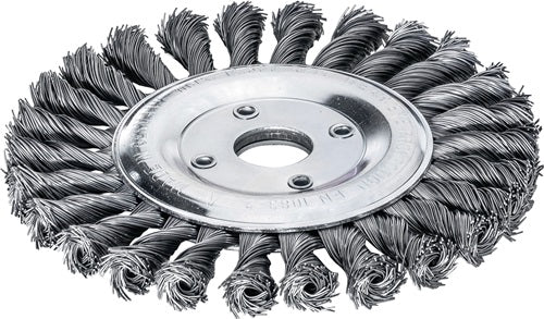Rundbürste Ø 115 mm Bohrung Drahtstärke 05 mm Stahl 14 mm 12500 min-¹ LESSMANN