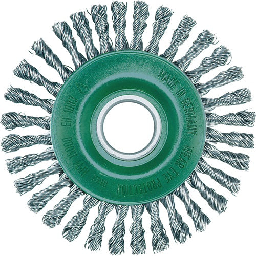 Rundbürste Ø 115 mm Bohrung Drahtstärke 05 mm Edelstahl 6 mm 15000 min-¹ LESSMANN