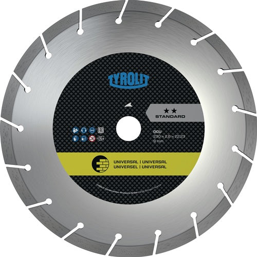Diamanttrennscheibe DCU Standard Ø 230 mm Bohrung 2223 mm Bau universal Segmenthöhe 7 mm Segmentstärke 26 mm TYROLIT