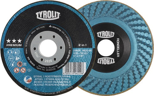 Schruppscheibe RONDELLER® D125xSmmKörnung 60 gekröpft INOX/Stahl Bohrung 2223 mm TYROLIT - VPE: 25