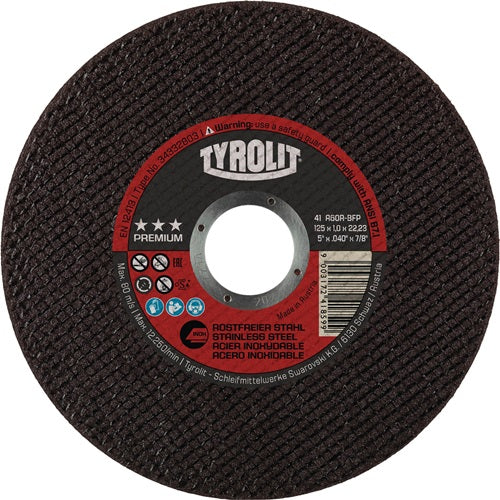 Trennscheibe Premium D125x1mm gerade INOX Bohrung 2223 mm TYROLIT - VPE: 25