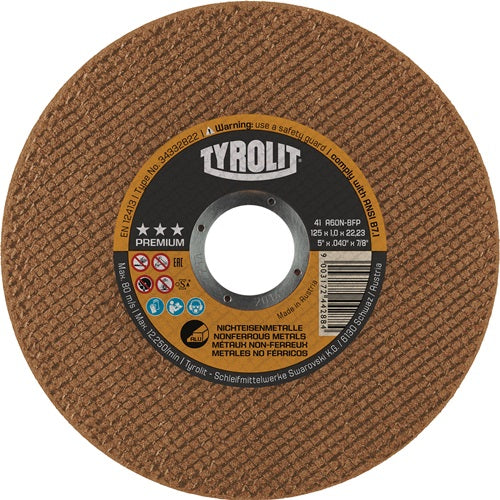Trennscheibe Premium D125x1mm gerade NE-Metalle Bohrung 2223 mm TYROLIT - VPE: 25