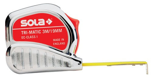 Taschenrollbandmaß TRI-MATIC Länge 3 m Breite 13 mm mm/cm EG I Kunststoff Stopptaste SOLA