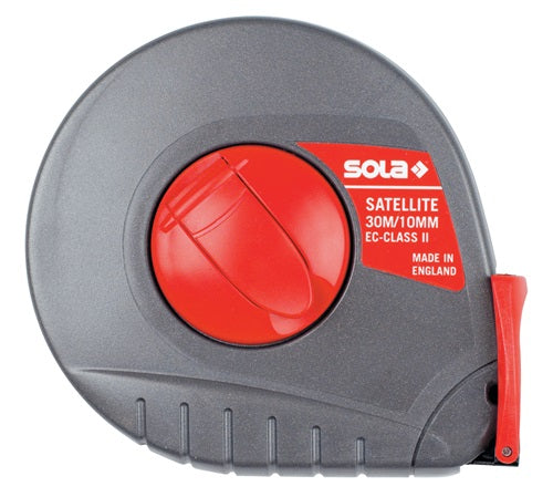 Kapselbandmaß SATELLITE Länge 30 m Bandbreite 10 mm mm/mm EG II Kunststoff Stahlmaßband SOLA