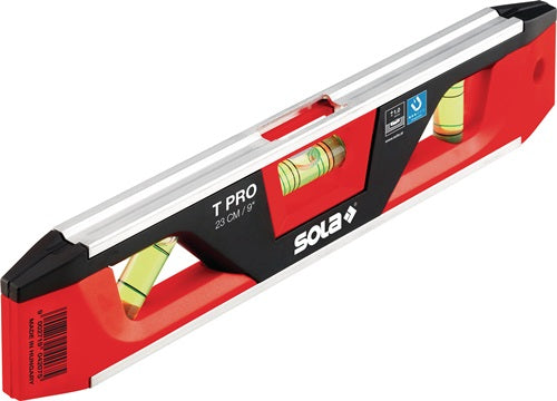 Torpedowasserwaage T PRO 23 cm Aluminium/ABS Kunststoff rot/schwarz 1 mm/m 1 mm/m SOLA