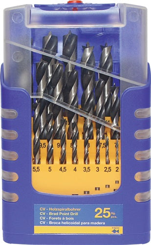 Holzspiralbohrersatz 012K 25-teilig Ø 1 - 13 mm 05mm steigend CV-Stahl FISCH-TOOLS