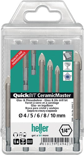 Bohrersatz QuickBit® Ceramik Master 5-teilig Ø 4 5 6 8 10 mm Schaft 6 kant HELLER