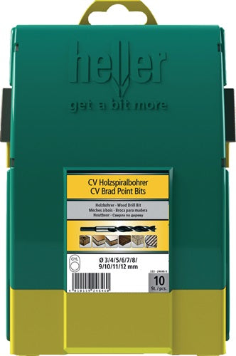CV Holzspiralbohrersatz 10 teilig Ø 3 4 5 6 7 8 9 10 11 12 mm Maxxbox CV-Stahl HELLER – Ansicht 3