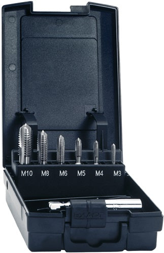 Gewindebohrerbitsatz DIN 3126 M3-M10 7-teilig HSSG Kunststoffbox EXACT