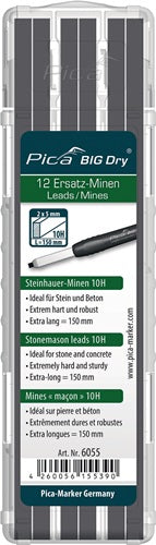 Minenset Pica BIG-Dry 12x graphit 10H Stein und Beton 12 Minen / Set PICA