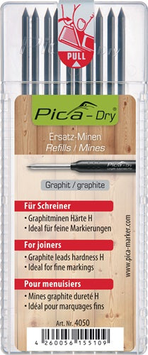 Minenset Pica-Dry 10x graphit Spezialhärte H für feine Markierungen 10 Minen / Set PICA