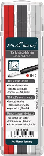 Minenset Pica BIG-Dry je 4x graphit weiß rot universell 12 Minen / Set PICA