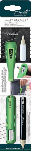 Köcher Pocket für Blei-/Markierstifte mit Spitzmesser mit 1 Markierstift Black & White PICA