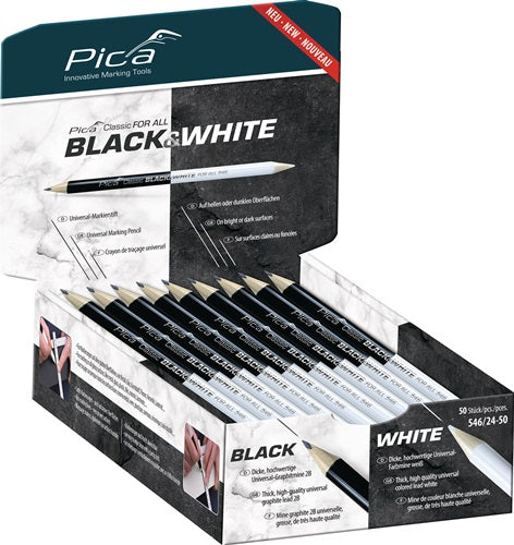 Markierstift Classic für ALL Black&White Länge 24 cm 2B beidseitig gespitzt PICA - VPE: 50