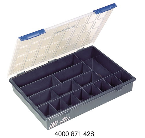 Sortimentskasten B338xT261xH57mm 15 Fächer transparent dunkelblau RAACO