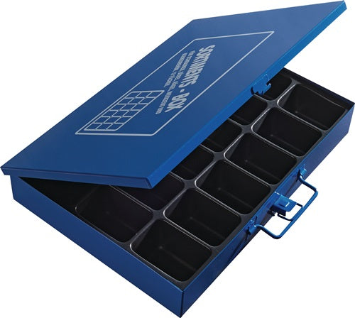 Sortimentskasten B330xT240xH50mm 18 Fächer ohne Beschriftungsschild blau