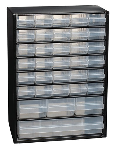 Kleinteilemagazin B306xT150xH420mm Stahlblech 34 Schubladen Poypropylen schwarz/transparent RAACO