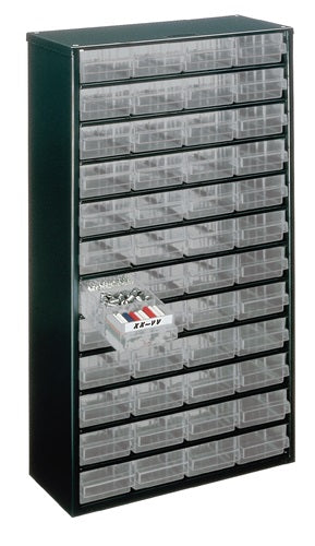 Kleinteilemagazin B306xT150xH552mm galvan Stahlblech 48 Schubladen Polypropylen dunkelblau / transparent RAACO
