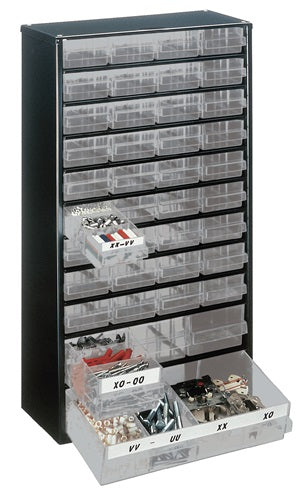 Kleinteilemagazin B306xT150xH552mm galvan Stahlblech 40 Schubladen Polypropylen dunkelblau / transparent RAACO