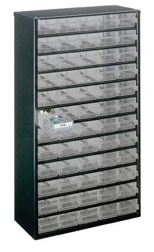 Kleinteilemagazin B306xT150xH552mm galvan Stahlblech 60 Schubladen Polypropylen dunkelblau / transparent RAACO