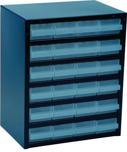 Kleinteilemagazin B357xT255xH435mm galvanisiertes Stahlblech 24 Schubladen Poypropylen anthrazit RAACO