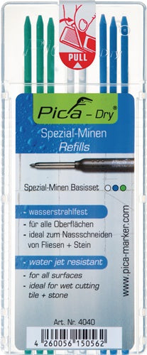 Minenset Pica-Dry 3x blau 2x weiß 3x grün wasserstrahlfest 8 Minen / Set PICA