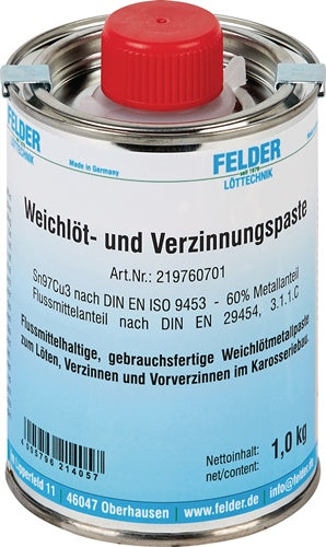 weißhlöt- und Verzinnungspaste 230 - 250 °C 1 kg S-Sn97Cu3 FELDER