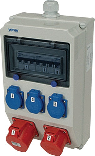 Kunststoffwandverteiler Verschraubung M32 1xCEE 32 A 1xCEE 16 A 3x230V JÄGER DIREKT