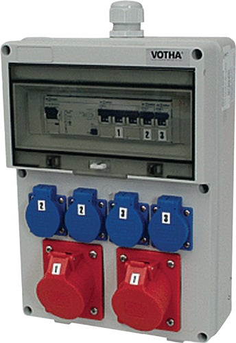 Kunststoffwandverteiler Verschraubung M32 2xCEE 16 A 4x230V JÄGER DIREKT