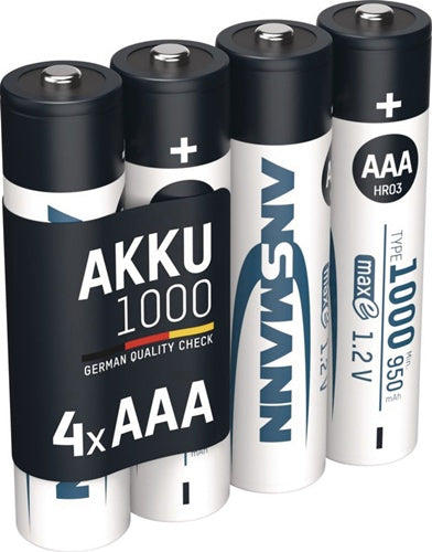 Akkuzelle 12 V 1000 mAh R03-AAA-Micro HR03 4 4St/Blister ANSMANN