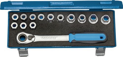 Steckschlüsselsatz 19 SKU-20 14-teilig 1/2 ? Schlüsselweißen 10-24 mm Anzahl Zähne 60 6-Kant GEDORE