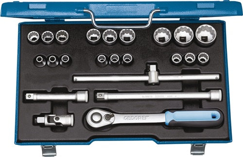 Steckschlüsselsatz D19 EMU-20 23-teilig 1/2 ? Schlüsselweißen 8-32 mm Anzahl Zähne 60 12-Kant GEDORE