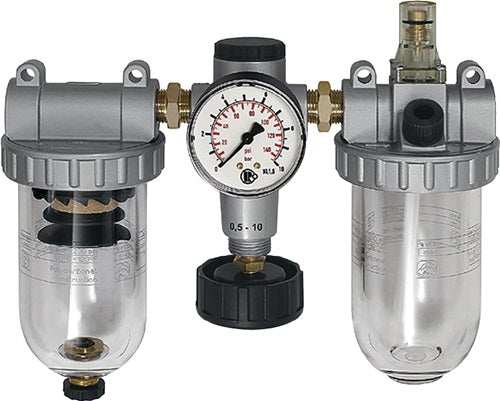 Wartungseinheit Standard Gewinde 1/2 ? halbautomatisch BG III 3-tlg 3200 l/min Breite 259 mm RIEGLER