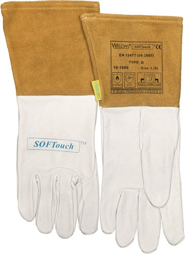 Schweißerhandschuhe Größe L (9) natur/orange EN 388 EN 12477 EN 1149-2 5 Paar WELDAS - VPE: 5