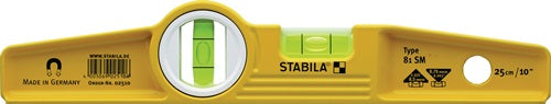Torpedowasserwaage 81 SM 25 cm Aluminium gelb ± 05 mm/m ohne Gürteltasche STABILA