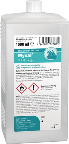 Handdesinfektionsgel MYXAL® SEPT GEL 1 l 1000ml Hartflasche MYXAL