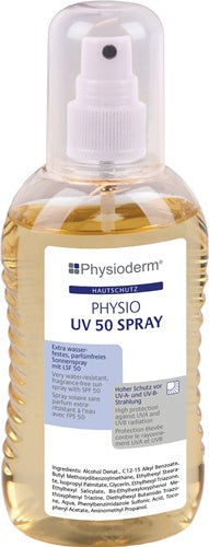 Hautschutzspray PHYSIO UV 50 SPRAY 200 ml extra wasserfest fettfrei Pumpflasche PHYSIODERM