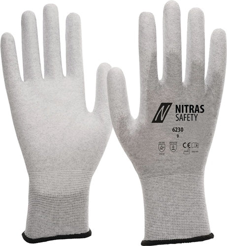 Handschuhe 6230 Gr8 grau/weiß EN 388EN 16350 PSA II 12 NITRAS - VPE: 12