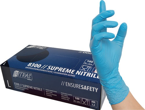 Einweghandschuh SUPREME NITRILE GrL blau Nitril EN374 PSA III 100 StNITRAS - VPE: 10